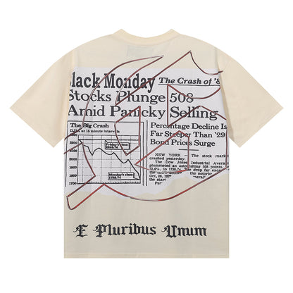 Godspeed T-shirts Newspaper Skull Printing Cotton Casual Short Sleeves Men and Women