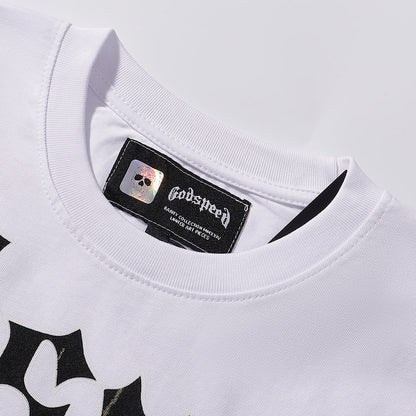 Godspeed T-shirts Skull Landscape Printing Cotton Casual Short Sleeves Men and Women
