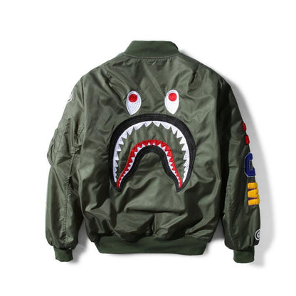 Bathing Ape Coat Winter Thickened Youth Casual Black Stand-up Collar Zipper Loose Double-Sided Cotton-Padded Jacket