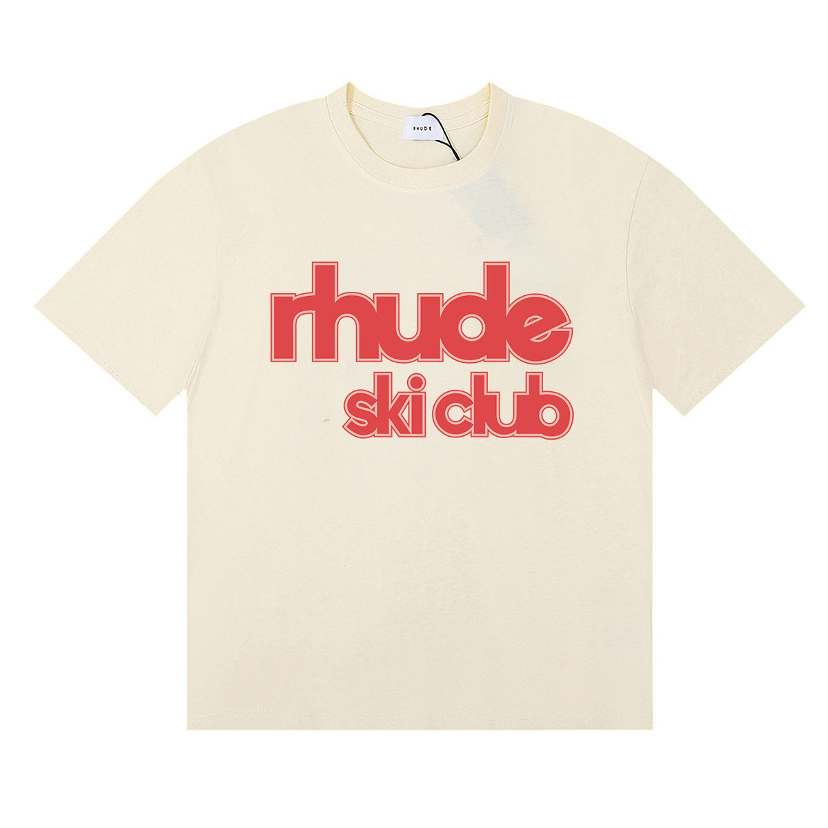 Rhude T-shirt Alphabet Coconut Racing Pattern Short Sleeve T-shirt