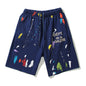 Gallery Dept Shorts Hand Painted Graffiti Ink Splashed Alphabet Casual Shorts