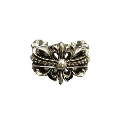 Chrome Heart Ring with Diamonds in White Gold