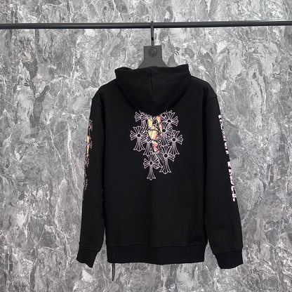 Chrome Heart Hoodie Cross, hooded zip-up cardigan sweater jacket