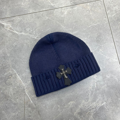 Chrome Heart Beanie Frayed Knitted Hat Korean Version Simple Warm Ear Protector Wool Hat