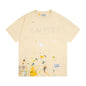 Gallery Dept T-Shirt Joint Letter Embroidery Hand Painted Ink Splashing Short Sleeve T-Shirt