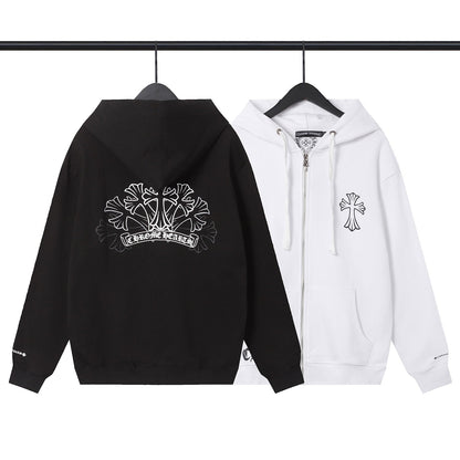 Chrome Heart Hoodie Overlap Phantom Cross Zip Hooded Jacket