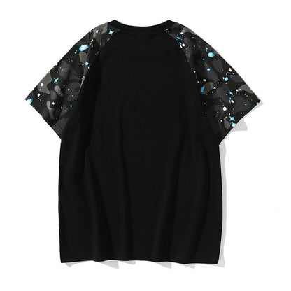 Bathing Ape T-Shirt Summer Luminous Starry Sky Cartoon Printed Short Sleeve T-shirt