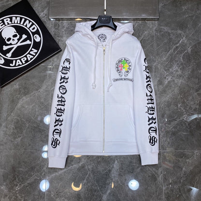 Chrome Heart Hoodie Color Sanskrit Cross Print Casual Hooded Sweater