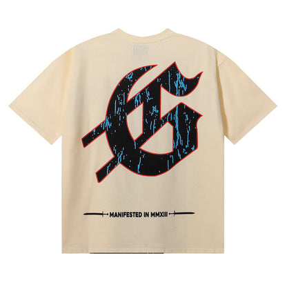 Godspeed T-shirts Skull Gentleman Rose Print Cotton Casual Short Sleeve Men and Women
